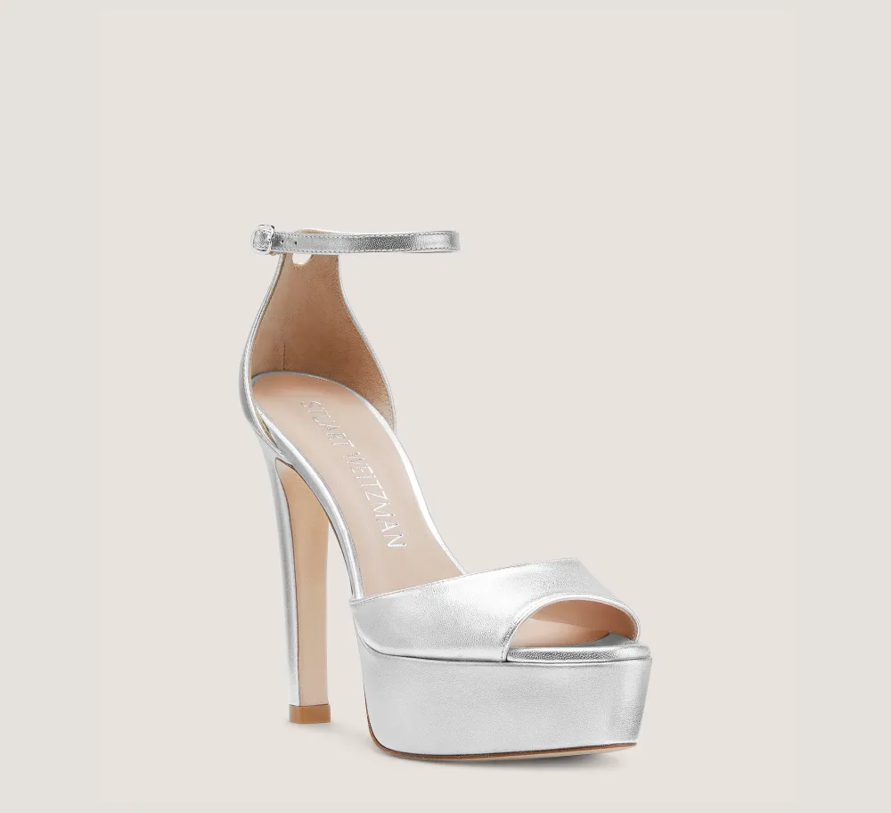 Stuart Weitzman High Heel Sandals|The Bridal Collection-CHANGE LOCATION Liquid Metallic Leather/Silver