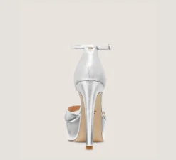 Stuart Weitzman High Heel Sandals|The Bridal Collection-CHANGE LOCATION Liquid Metallic Leather/Silver