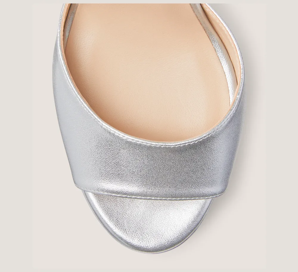 Stuart Weitzman High Heel Sandals|The Bridal Collection-CHANGE LOCATION Liquid Metallic Leather/Silver