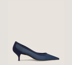 Stuart Weitzman The Occasion Edit|The SW Extended Sizes Collection-CHANGE LOCATION Mesh & Suede/Navy Blue