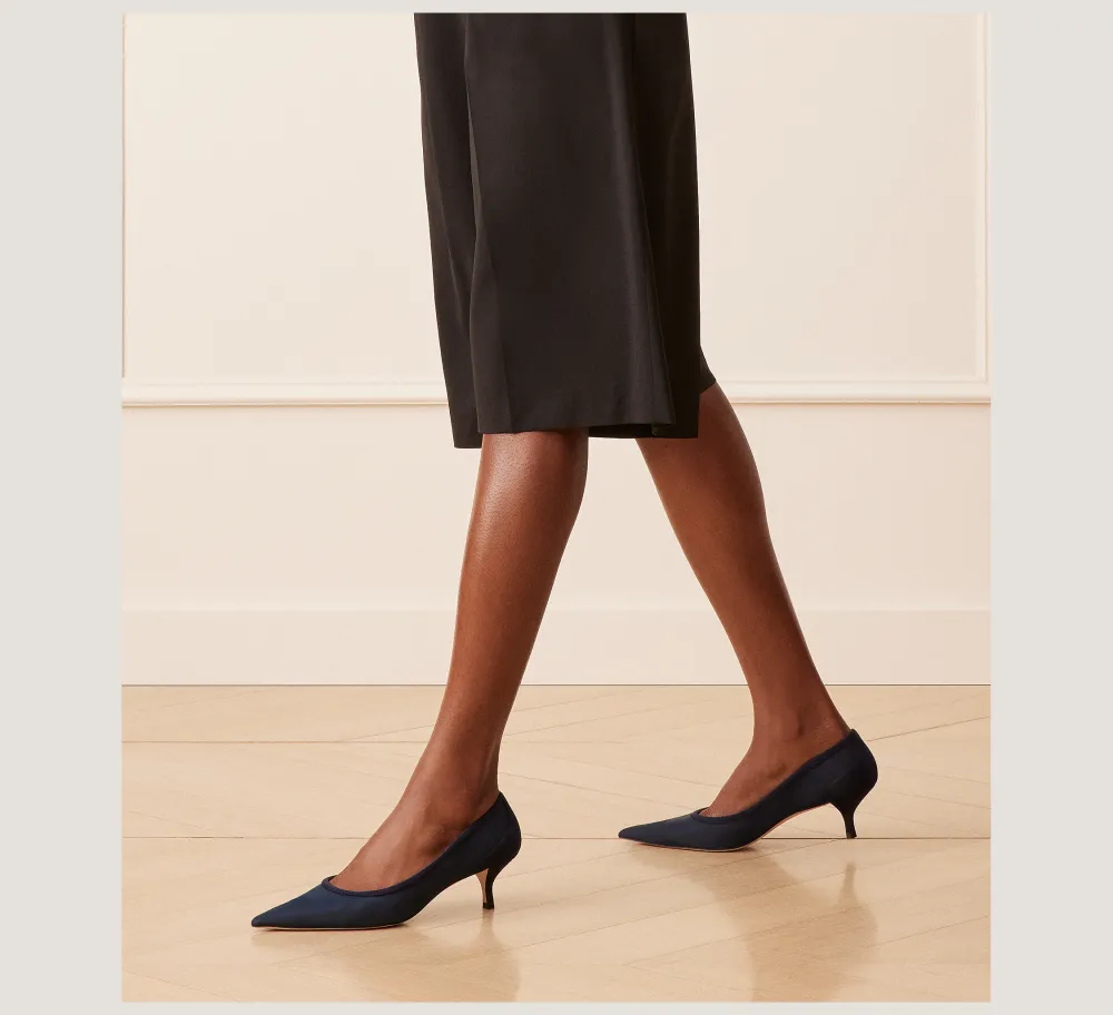 Stuart Weitzman The Occasion Edit|The SW Extended Sizes Collection-CHANGE LOCATION Mesh & Suede/Navy Blue