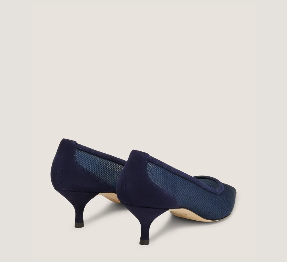 Stuart Weitzman The Occasion Edit|The SW Extended Sizes Collection-CHANGE LOCATION Mesh & Suede/Navy Blue