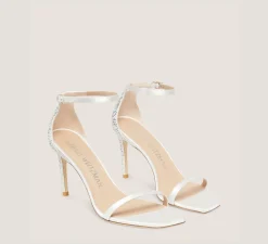 Stuart Weitzman The Nudist Collection|High Heel Sandals-CHANGE LOCATION Satin/White