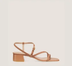 Stuart Weitzman Flat & Low Heel Sandals|Trending: Block Heels-CHANGE LOCATION Woven leather/Tan