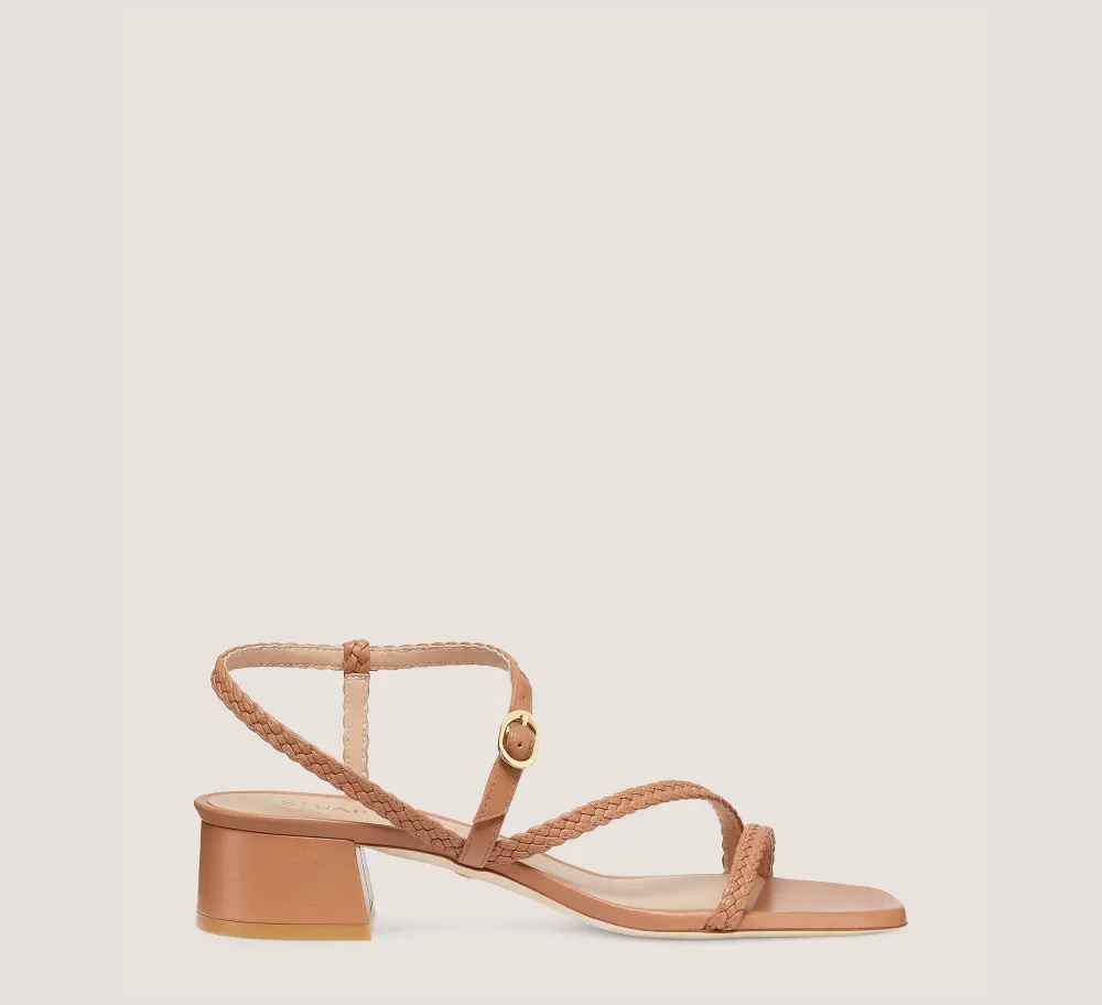 Stuart Weitzman Flat & Low Heel Sandals|Trending: Block Heels-CHANGE LOCATION Woven leather/Tan