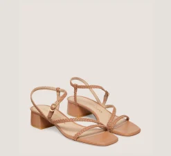 Stuart Weitzman Flat & Low Heel Sandals|Trending: Block Heels-CHANGE LOCATION Woven leather/Tan