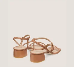 Stuart Weitzman Flat & Low Heel Sandals|Trending: Block Heels-CHANGE LOCATION Woven leather/Tan