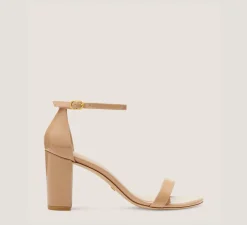 Stuart Weitzman The SW Extended Sizes Collection|Sandals-CHANGE LOCATION Patent leather/Adobe Beige