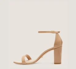 Stuart Weitzman The SW Extended Sizes Collection|Sandals-CHANGE LOCATION Patent leather/Adobe Beige