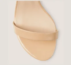 Stuart Weitzman The SW Extended Sizes Collection|Sandals-CHANGE LOCATION Patent leather/Adobe Beige