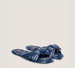 Stuart Weitzman The SW Extended Sizes Collection|Sandals-CHANGE LOCATION Ikat woven jacquard fabric/Indigo & natural