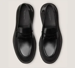 Stuart Weitzman MEN'S-CHANGE LOCATION Brushed Leather & Fabric/Black