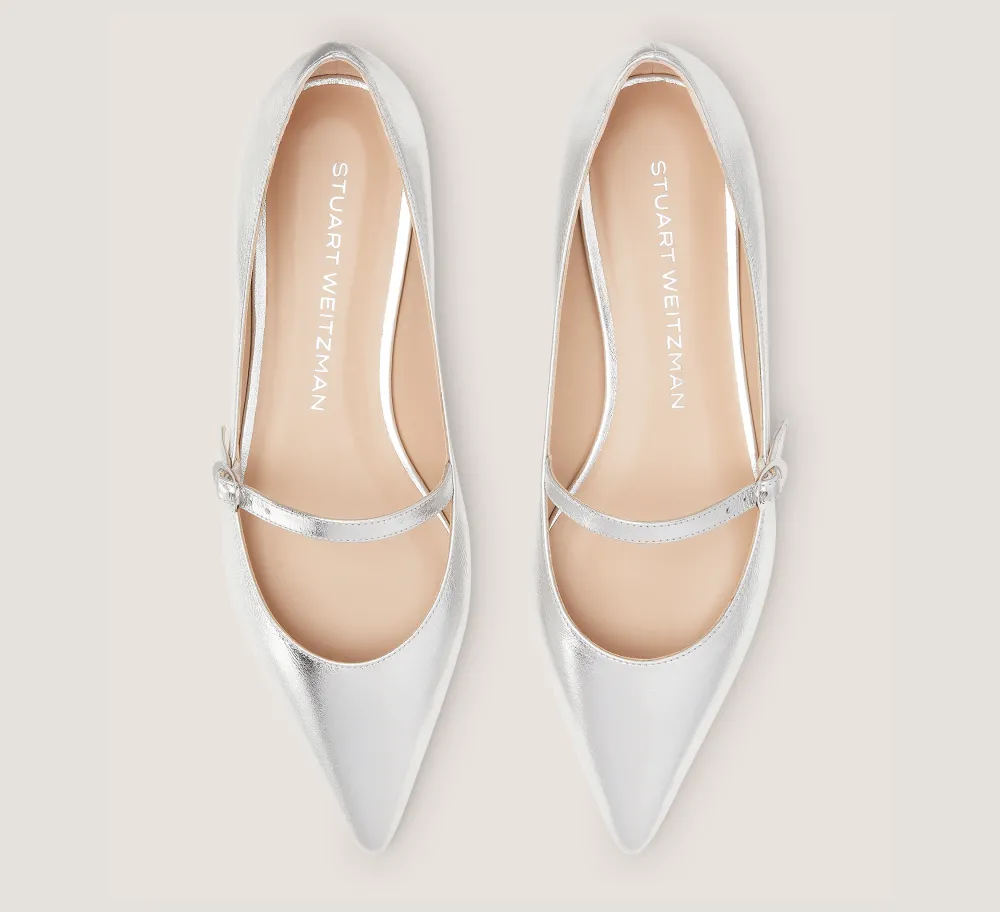 Stuart Weitzman Flats & Loafers-CHANGE LOCATION Crushed Metallic Leather/Silver