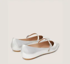 Stuart Weitzman Flats & Loafers-CHANGE LOCATION Crushed Metallic Leather/Silver