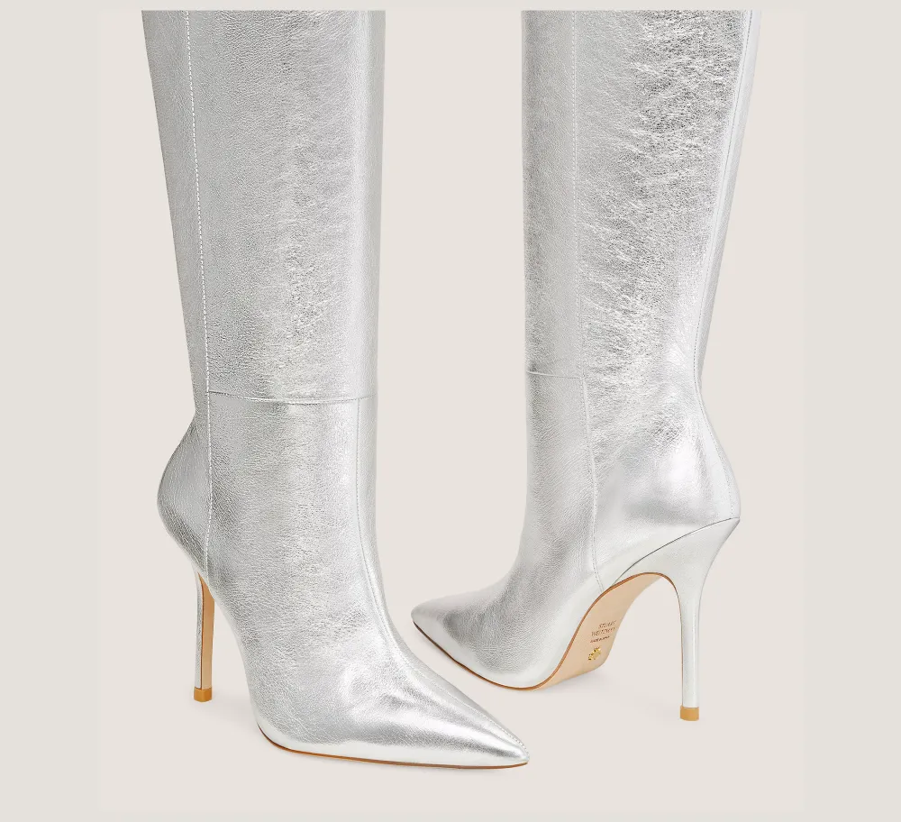 Stuart Weitzman Boots & Booties|BOOTS&BOOTIES-CHANGE LOCATION Crushed Metallic Leather/Silver