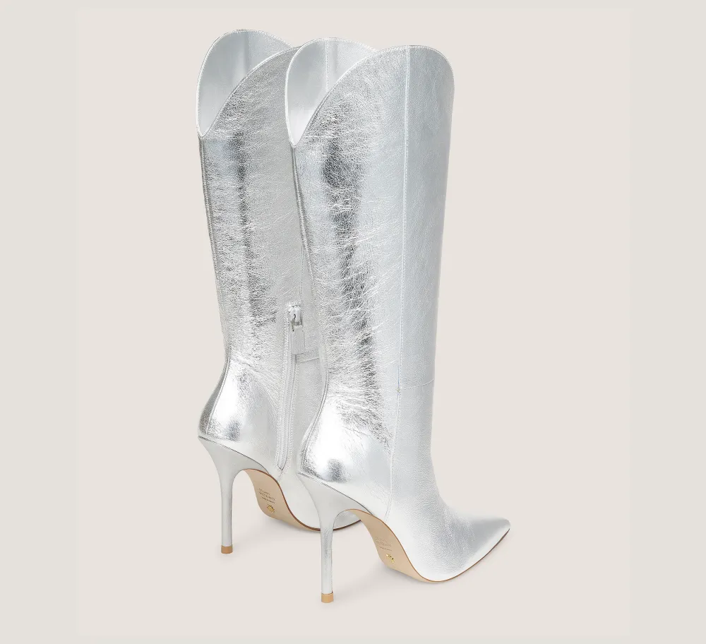 Stuart Weitzman Boots & Booties|BOOTS&BOOTIES-CHANGE LOCATION Crushed Metallic Leather/Silver