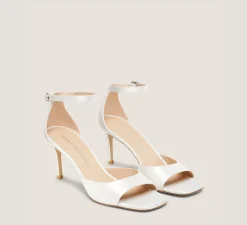 Stuart Weitzman The Nudist Collection|Mid Heel Sandals-CHANGE LOCATION Satin/White