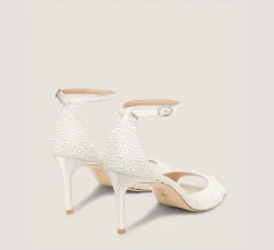Stuart Weitzman Mid Heel Sandals|The Bridal Collection-CHANGE LOCATION Satin & Pearls/Cream