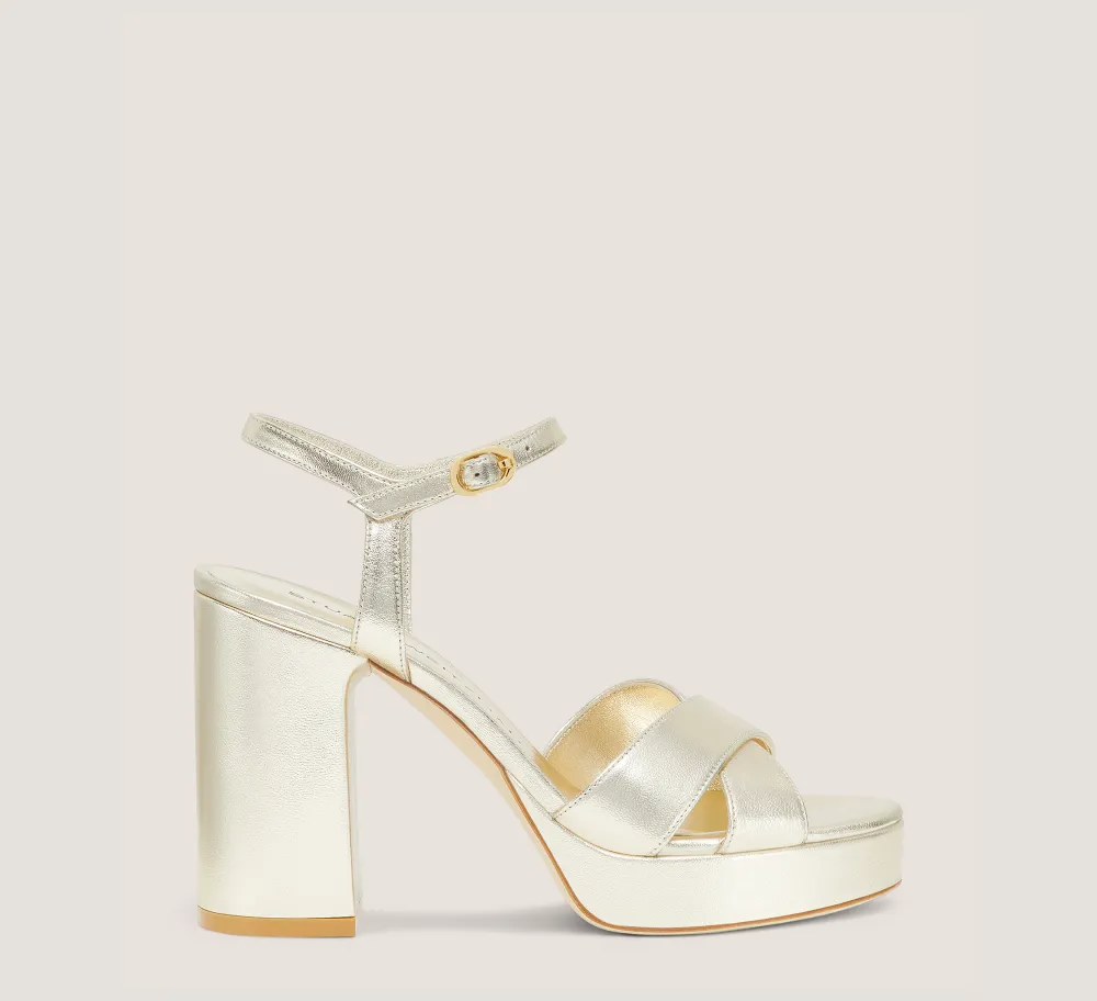Stuart Weitzman High Heel Sandals|The Bridal Collection-CHANGE LOCATION Liquid Metallic Leather/Light Gold
