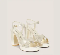 Stuart Weitzman High Heel Sandals|The Bridal Collection-CHANGE LOCATION Liquid Metallic Leather/Light Gold