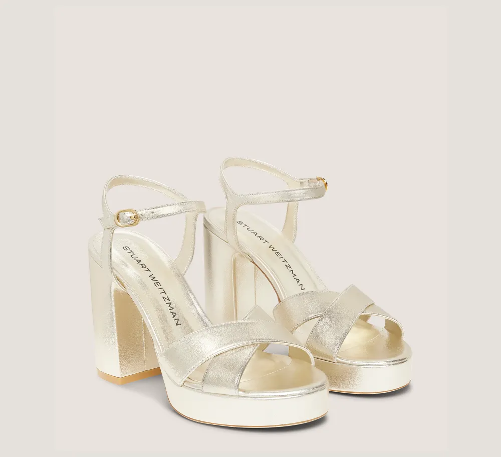 Stuart Weitzman High Heel Sandals|The Bridal Collection-CHANGE LOCATION Liquid Metallic Leather/Light Gold