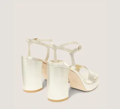 Stuart Weitzman High Heel Sandals|The Bridal Collection-CHANGE LOCATION Liquid Metallic Leather/Light Gold