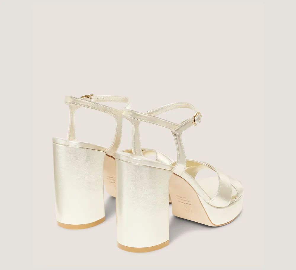 Stuart Weitzman High Heel Sandals|The Bridal Collection-CHANGE LOCATION Liquid Metallic Leather/Light Gold