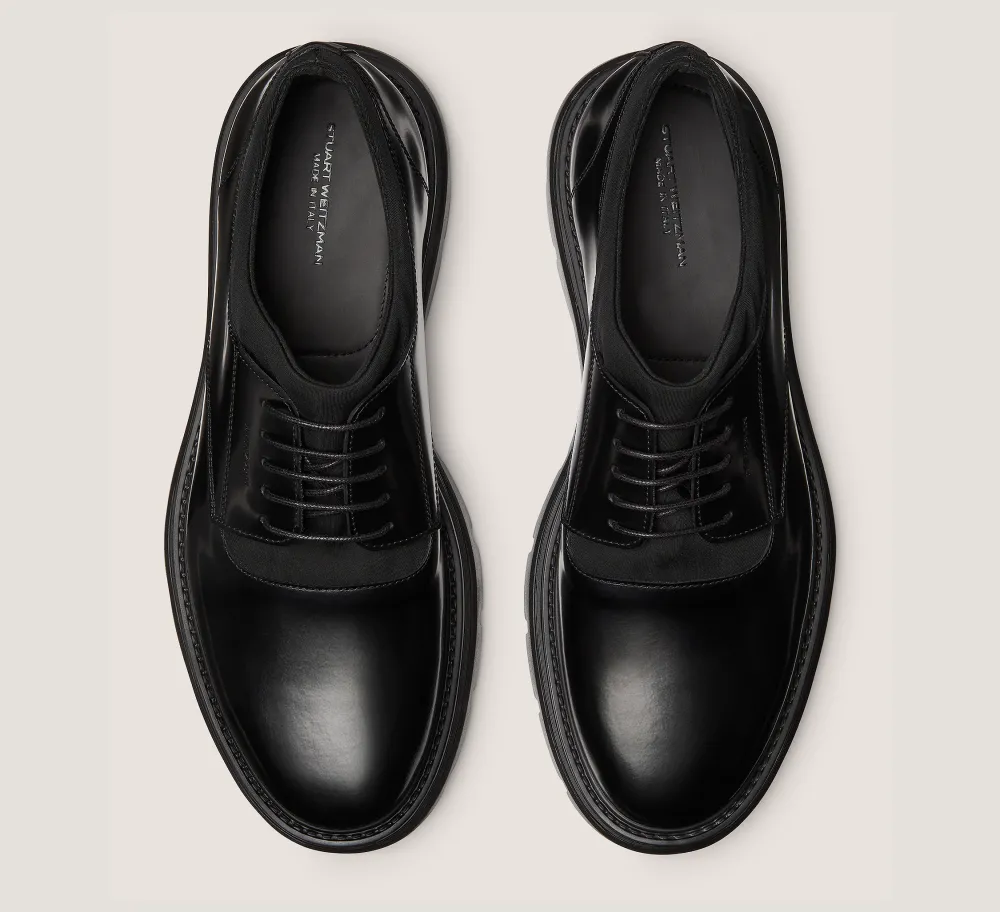 Stuart Weitzman MEN'S-CHANGE LOCATION Brushed Leather & Fabric/Black