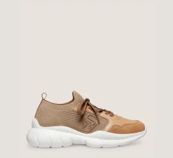 Stuart Weitzman The SW Exclusives Collection|Sneakers-CHANGE LOCATION Leather & knit fabric/Tobacco