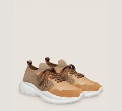 Stuart Weitzman The SW Exclusives Collection|Sneakers-CHANGE LOCATION Leather & knit fabric/Tobacco
