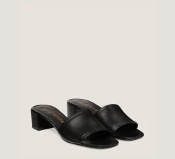 Stuart Weitzman Flat & Low Heel Sandals|Trending: Block Heels-CHANGE LOCATION Lacquered Nappa Leather/Black