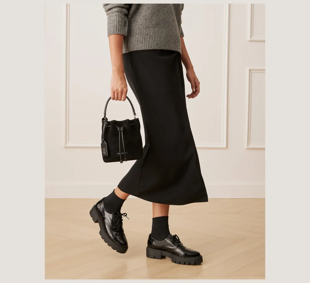 Stuart Weitzman HANDBAGS-CHANGE LOCATION Textured Suede & Snake/Black