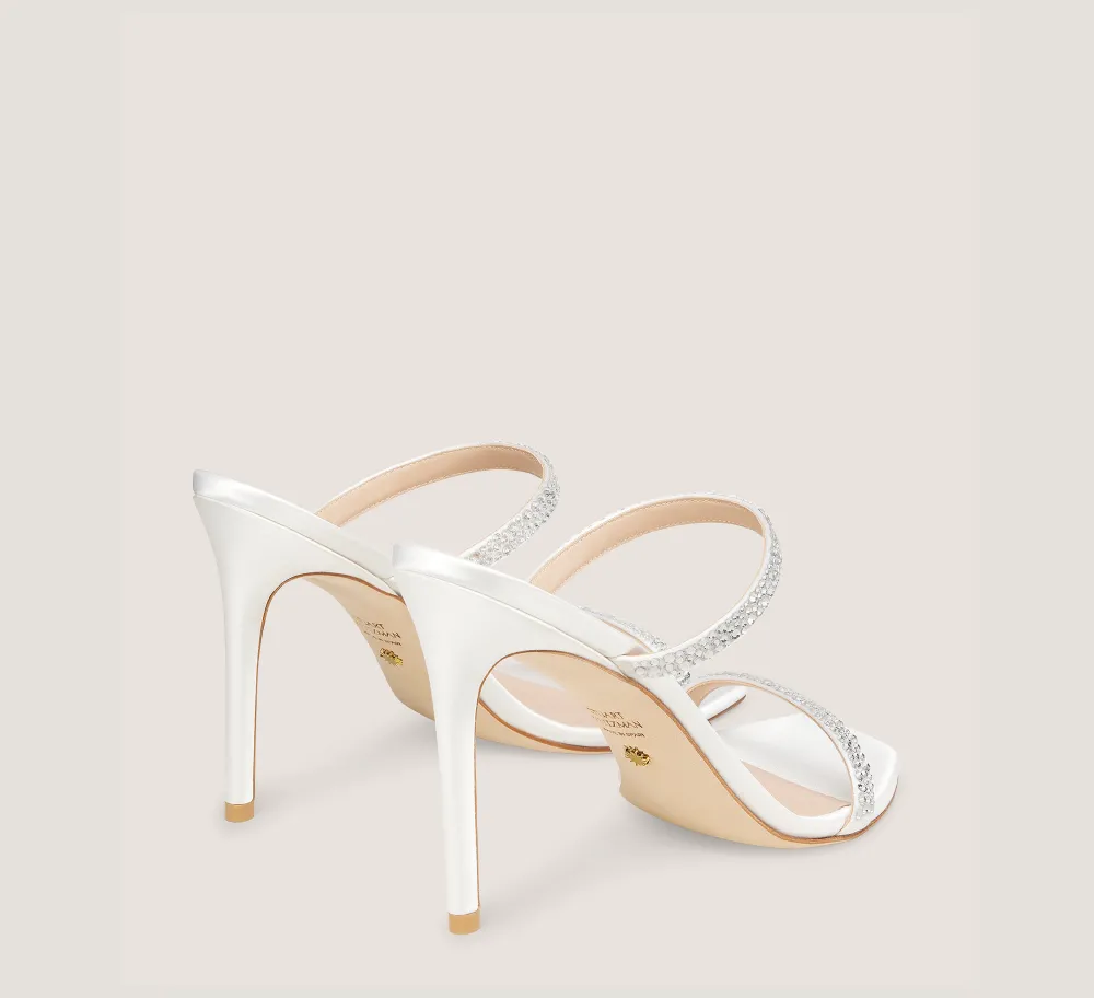Stuart Weitzman High Heel Sandals|The Bridal Collection-CHANGE LOCATION Satin & crystal/White & Clear