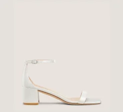 Stuart Weitzman Mid Heel Sandals|Trending: Block Heels-CHANGE LOCATION Satin/White