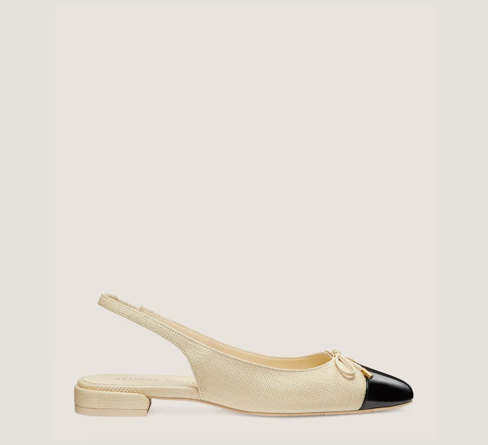 Stuart Weitzman The SW Exclusives Collection|Flats & Loafers-CHANGE LOCATION Woven linen & patent leather/Natural & black