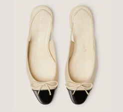 Stuart Weitzman The SW Exclusives Collection|Flats & Loafers-CHANGE LOCATION Woven linen & patent leather/Natural & black