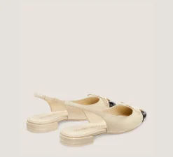 Stuart Weitzman The SW Exclusives Collection|Flats & Loafers-CHANGE LOCATION Woven linen & patent leather/Natural & black