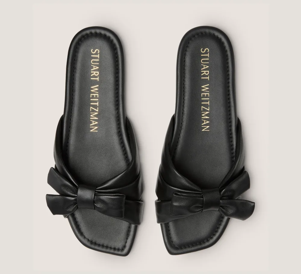 Stuart Weitzman Flat & Low Heel Sandals|Sandals-CHANGE LOCATION Lacquered Nappa Leather/Black