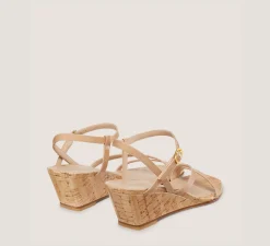 Stuart Weitzman Mid Heel Sandals|Wedges & Espadrilles-CHANGE LOCATION Patent leather/Adobe Beige