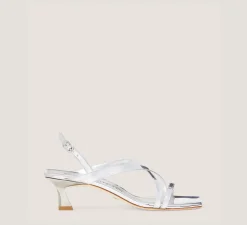 Stuart Weitzman Mid Heel Sandals|The Bridal Collection-CHANGE LOCATION Specchio leather/Silver