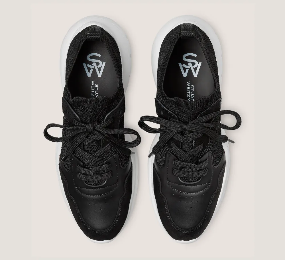 Stuart Weitzman Sneakers-CHANGE LOCATION Leather & knit fabric/Black