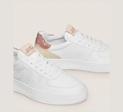 Stuart Weitzman Sneakers|The SW Exclusives Collection-CHANGE LOCATION Calf leather & glitter/White & Nude