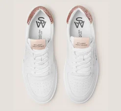 Stuart Weitzman Sneakers|The SW Exclusives Collection-CHANGE LOCATION Calf leather & glitter/White & Nude
