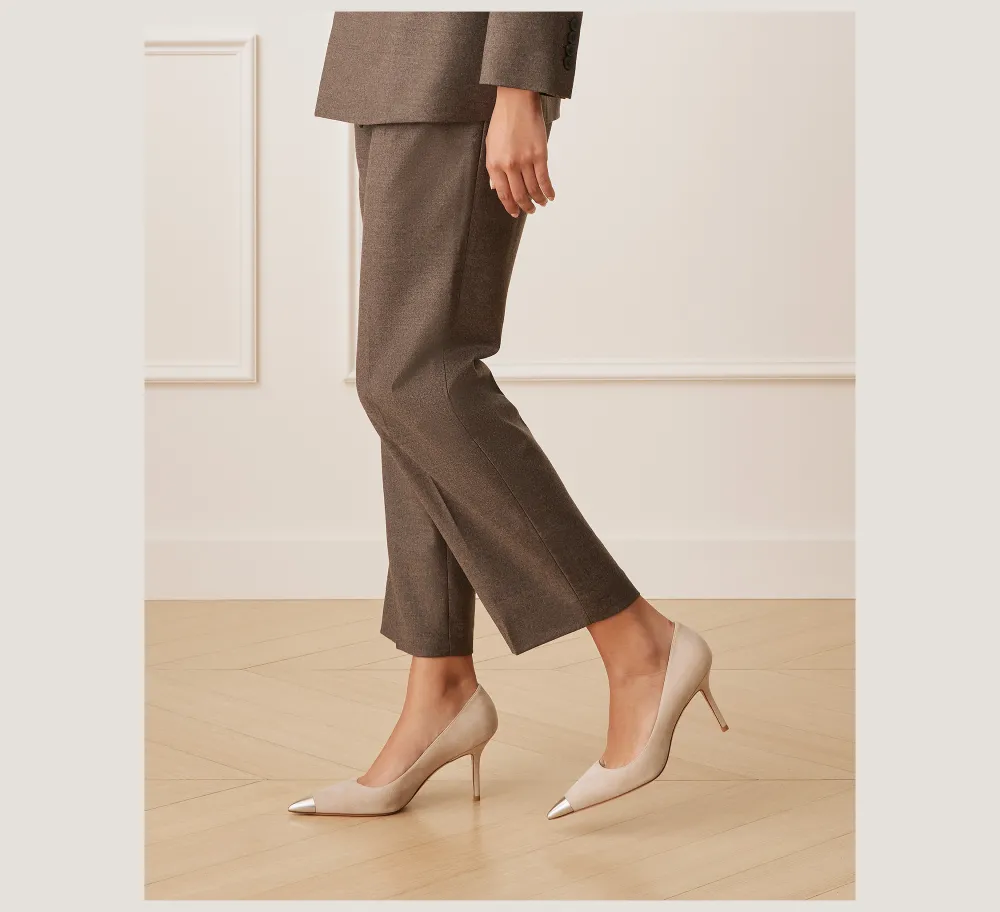 Stuart Weitzman Pumps & Heels-CHANGE LOCATION Suede & metal/Dune & Brushed Silver