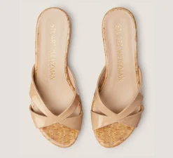 Stuart Weitzman Mid Heel Sandals|Wedges & Espadrilles-CHANGE LOCATION Patent leather/Adobe Beige