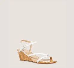 Stuart Weitzman Mid Heel Sandals|Wedges & Espadrilles-CHANGE LOCATION Patent leather/White