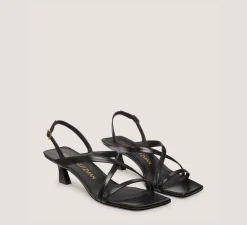 Stuart Weitzman Mid Heel Sandals|The Bridal Collection-CHANGE LOCATION Lacquered Nappa Leather/Black