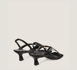 Stuart Weitzman Mid Heel Sandals|The Bridal Collection-CHANGE LOCATION Lacquered Nappa Leather/Black