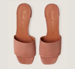Stuart Weitzman Flat & Low Heel Sandals|Trending: Block Heels-CHANGE LOCATION Suede/Terracotta