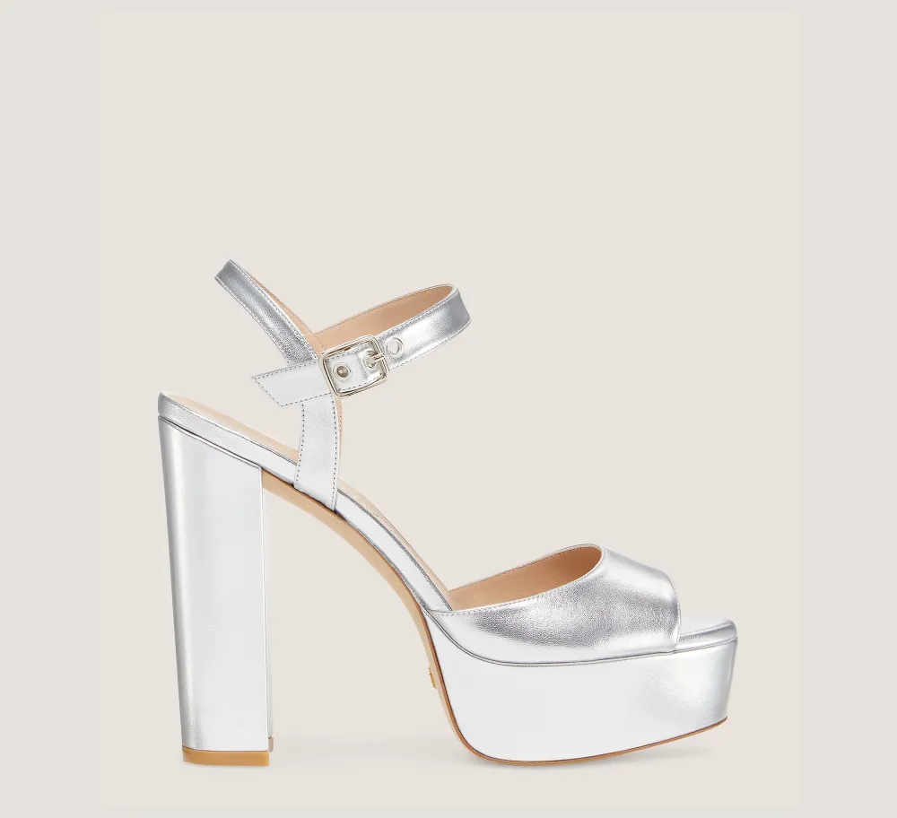 Stuart Weitzman High Heel Sandals|The Bridal Collection-CHANGE LOCATION Liquid Metallic Leather/Silver